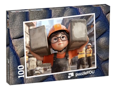 puzzleYOU: Puzzle 100 Teile „Der kleine, fleißige Bauarbeiter“ – aus der Puzzle-Kollektion Kinderpuzzle von puzzleYOU