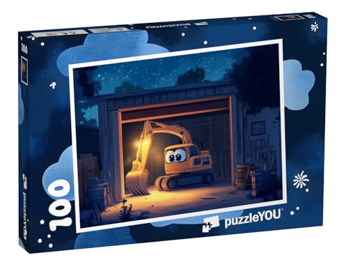 puzzleYOU: Puzzle 100 Teile „Der kleine Bagger geht schlafen“ von puzzleYOU
