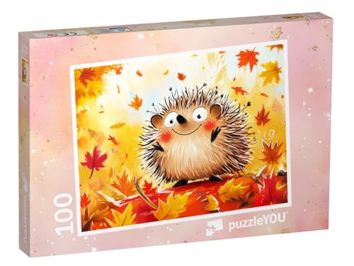 puzzleYOU: Puzzle 100 Teile „Der kleine Igel und das Herbstlaub“ von puzzleYOU