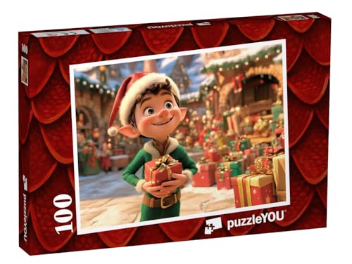 puzzleYOU: Puzzle 100 Teile „Der kleine Wichtel im Geschenkeparadies“ – aus der Puzzle-Kollektion Kinderpuzzle von puzzleYOU