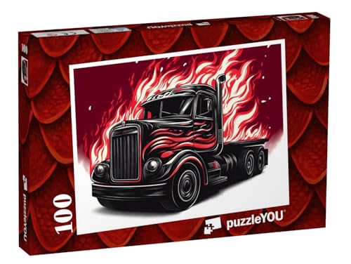 puzzleYOU: Puzzle 100 Teile „Der rote Renntruck“ von puzzleYOU