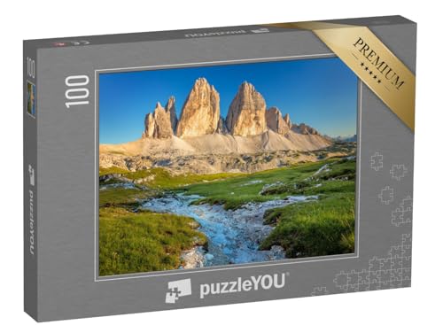 puzzleYOU: Puzzle 100 Teile „Die berühmten DREI Zinnen in den Dolomiten, Italien“ – aus der Puzzle-Kollektion Berge, DREI Zinnen von puzzleYOU
