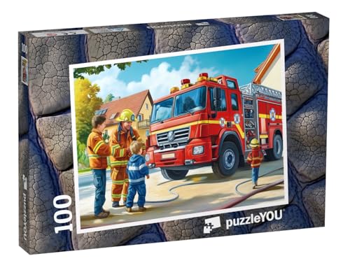 puzzleYOU: Puzzle 100 Teile „Die große Feuerwehrausbildung“ – aus der Puzzle-Kollektion Kinderpuzzle von puzzleYOU
