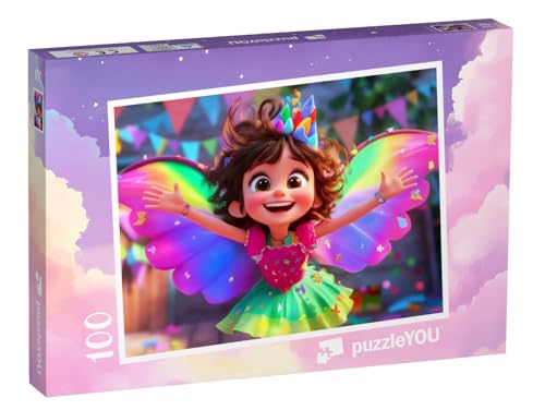 puzzleYOU: Puzzle 100 Teile „Die kleine, Bunte Fee feiert Geburtstag“ – aus der Puzzle-Kollektion Kinderpuzzle von puzzleYOU