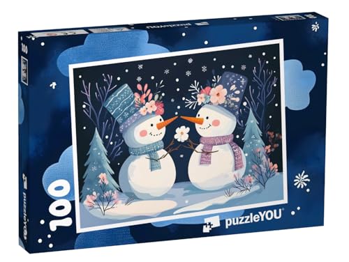 puzzleYOU: Puzzle 100 Teile „Die kleine Schneemannfamilie“ von puzzleYOU