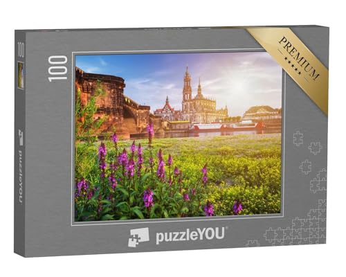 puzzleYOU: Puzzle 100 Teile „Dresdner Stadtsilhouette mit Elbe und Augustusbrücke, Deutschland“ – aus der Puzzle-Kollektion Dresden, Deutsche Städte, Deutsche Großstädte von puzzleYOU