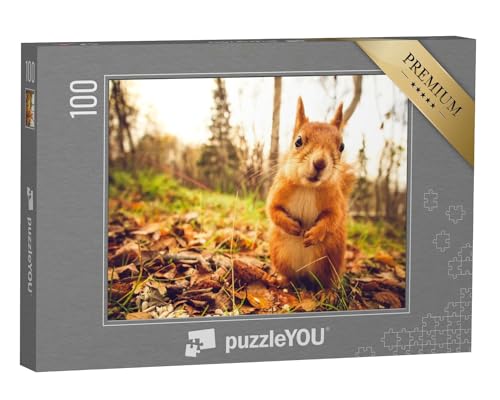 puzzleYOU: Puzzle 100 Teile „Eichhörnchen: rotes Fell, lustige Tiere aus der Natur“ – aus der Puzzle-Kollektion Eichhörnchen, Tiere in Wald & Gebirge von puzzleYOU