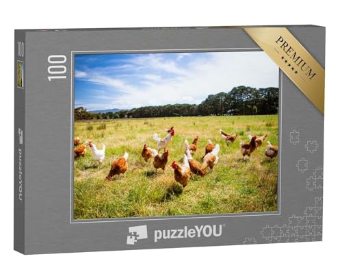 puzzleYOU: Puzzle 100 Teile „Eine Hühnerherde läuft frei, Australien“ – aus der Puzzle-Kollektion Hühner & Küken von puzzleYOU