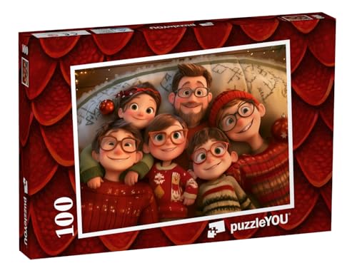 puzzleYOU: Puzzle 100 Teile „Eine Weihnachtsfamilie“ von puzzleYOU
