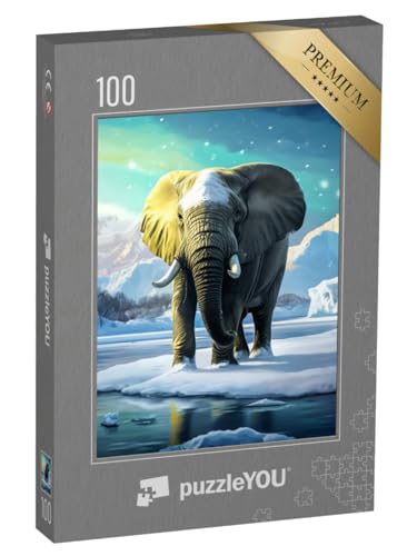 puzzleYOU: Puzzle 100 Teile „Elefant im Polarlicht“ von puzzleYOU