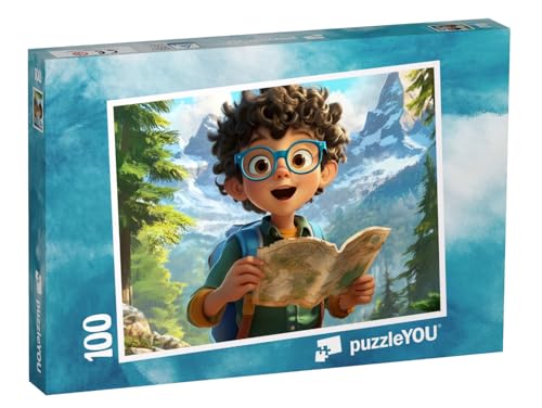 puzzleYOU: Puzzle 100 Teile „Erkundungstour in den Bergen“ – aus der Puzzle-Kollektion Kinderpuzzle von puzzleYOU