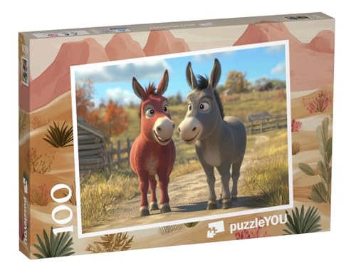 puzzleYOU: Puzzle 100 Teile „Esel Ausflug auf dem Bauernhof“ von puzzleYOU