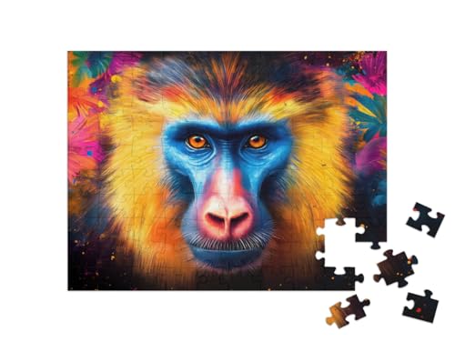 puzzleYOU: Puzzle 100 Teile „Farbenfroher Mandrill“ von puzzleYOU