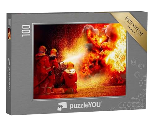 puzzleYOU: Puzzle 100 Teile „Feuerwehrleute bekämpfen eine Explosion“ – aus der Puzzle-Kollektion Feuerwehr von puzzleYOU