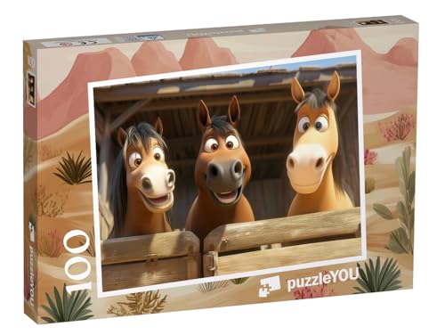 puzzleYOU: Puzzle 100 Teile „Freunde auf dem Pferdehof“ von puzzleYOU