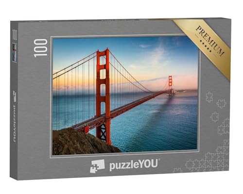 puzzleYOU: Puzzle 100 Teile „Golden Gate Bridge bei Sonnenuntergang und Nebel, San Francisco“ – aus der Puzzle-Kollektion Amerika, Amerikanische Städte von puzzleYOU