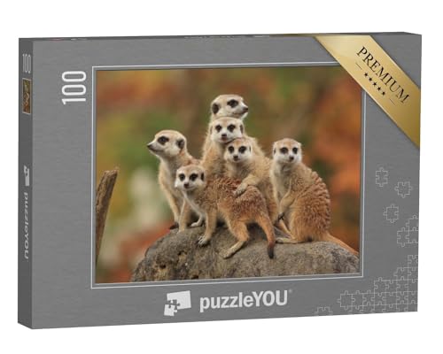 puzzleYOU: Puzzle 100 Teile „Gruppe von Erdmännchen“ – aus der Puzzle-Kollektion Erdmännchen, Tiere in Savanne & Wüste, Exotische Tiere & Trend-Tiere von puzzleYOU