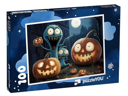 puzzleYOU: Puzzle 100 Teile „Gruselige Schattenwesen in der Halloween-Nacht“ – aus der Puzzle-Kollektion Kinderpuzzle von puzzleYOU