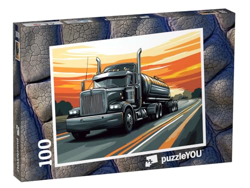puzzleYOU: Puzzle 100 Teile „Highway-König: Tanklaster on Tour“ von puzzleYOU