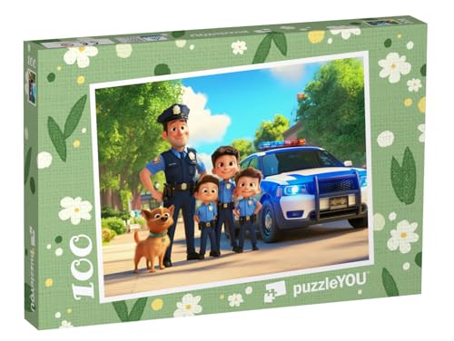 puzzleYOU: Puzzle 100 Teile „Kleine Polizisten auf großer Mission“ – aus der Puzzle-Kollektion Kinderpuzzle von puzzleYOU