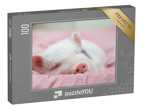 puzzleYOU: Puzzle 100 Teile „Kleines Ferkel beim gemütlichen Nickerchen“ – aus der Puzzle-Kollektion Schweine & Ferkel von puzzleYOU