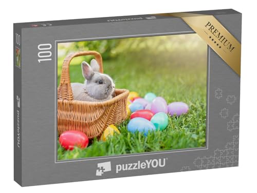 puzzleYOU: Puzzle 100 Teile „Kleines Kaninchen im Ostereierkorb“ – aus der Puzzle-Kollektion Festtage von puzzleYOU