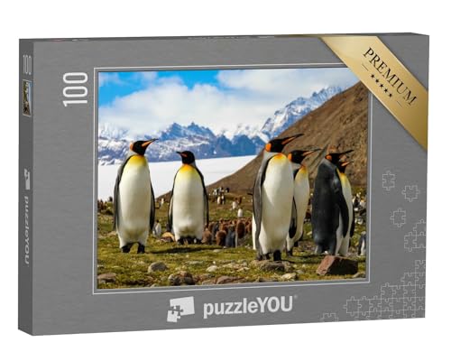 puzzleYOU: Puzzle 100 Teile „Königspinguine auf der Insel Südgeorgien, Antarktis“ – aus der Puzzle-Kollektion Pinguine, Exotische Tiere & Trend-Tiere von puzzleYOU