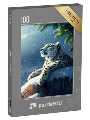 puzzleYOU: Puzzle 100 Teile „Leopardenpfoten im Pulverschnee“ von puzzleYOU