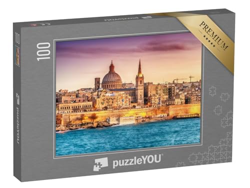 puzzleYOU: Puzzle 100 Teile „Marsans Harbour bei Sonnenuntergang, Valletta, Malta“ – aus der Puzzle-Kollektion Malta, Weitere Europa-Motive von puzzleYOU