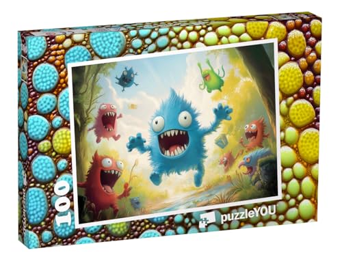 puzzleYOU: Puzzle 100 Teile „Monster Fangenspielen im Park“ – aus der Puzzle-Kollektion Kinderpuzzle von puzzleYOU