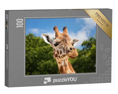puzzleYOU: Puzzle 100 Teile „Neugierige Giraffe“ – aus der Puzzle-Kollektion Safari, Giraffen, Tiere in Savanne & Wüste von puzzleYOU