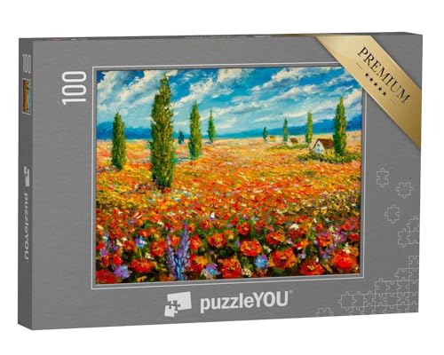 puzzleYOU: Puzzle 100 Teile „Ölgemälde Einer Blumenwiese von Claude Monet“ – aus der Puzzle-Kollektion Gemälde, Ölbilder, Künstler von puzzleYOU