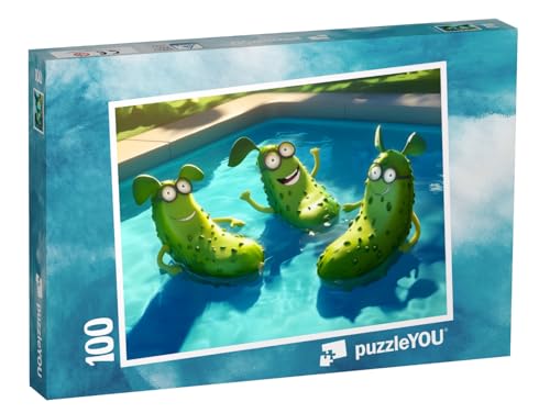 puzzleYOU: Puzzle 100 Teile „Poolparty bei den Gurken“ von puzzleYOU