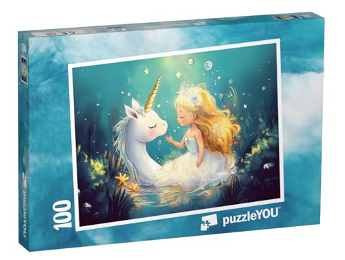 puzzleYOU: Puzzle 100 Teile „Prinzessin im Zauberland der Einhörner“ von puzzleYOU