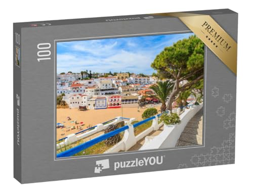puzzleYOU: Puzzle 100 Teile „Promenade entlang der Straße im Fischerdorf Carvoeiro, Algarve, Portugal“ – aus der Puzzle-Kollektion Portugal von puzzleYOU