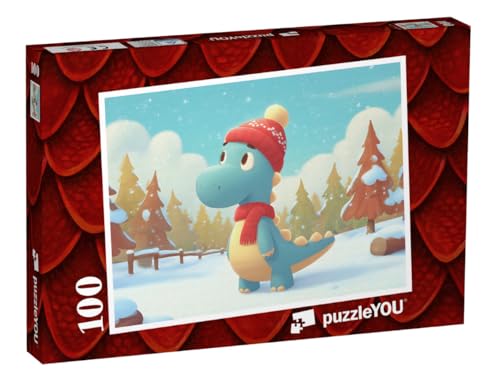 puzzleYOU: Puzzle 100 Teile „Schal, Mütze und Dino-Staunen“ von puzzleYOU