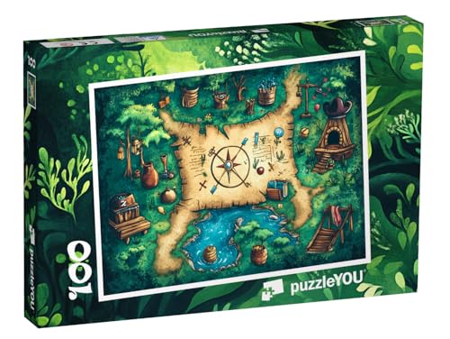 puzzleYOU: Puzzle 100 Teile „Schatzkarte zur geheimnisvollen Insel“ – aus der Puzzle-Kollektion Kinderpuzzle von puzzleYOU