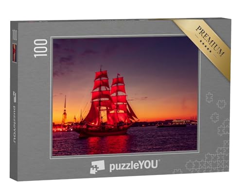 puzzleYOU: Puzzle 100 Teile „Schiff mit scharlachroten Segeln auf dem Fluss Newa, St. Petersburg“ – aus der Puzzle-Kollektion Segelschiffe von puzzleYOU