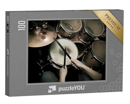 puzzleYOU: Puzzle 100 Teile „Schlagzeuger in Aktion, Nahaufnahme“ – aus der Puzzle-Kollektion Musik, Menschen von puzzleYOU