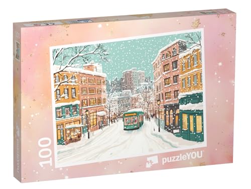 puzzleYOU: Puzzle 100 Teile „Schneeflockenstadt“ – aus der Puzzle-Kollektion Kinderpuzzle von puzzleYOU