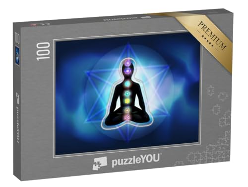 puzzleYOU: Puzzle 100 Teile „Silhouette eines Mannes im Lotussitz mit leuchtenden Chakren und Aura“ – aus der Puzzle-Kollektion Chakra, Menschen puzzleYOU: Puzzle 100 Teile „Silhouette eines Mannes im Lotussitz mit leuchtenden Chakren und Aura“ – aus der Puzzle-Kollektion Chakra, Menschen von puzzleYOU