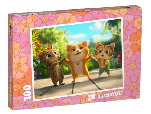 puzzleYOU: Puzzle 100 Teile „Sommerliche Katzentanzparty“ – aus der Puzzle-Kollektion Kinderpuzzle von puzzleYOU