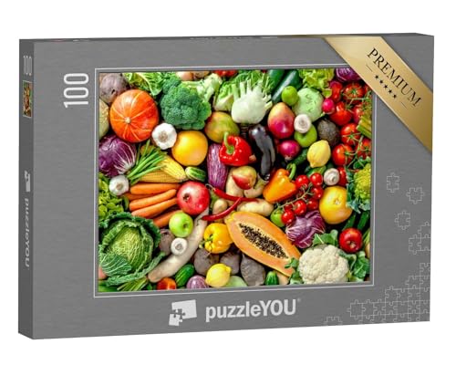 puzzleYOU: Puzzle 100 Teile „Sortiment von frischem Obst und Gemüse“ – aus der Puzzle-Kollektion Gemüse, Essen und Trinken von puzzleYOU