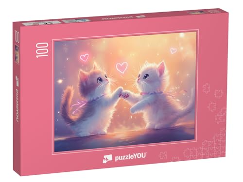 puzzleYOU: Puzzle 100 Teile „Valentinstagszauber“ – aus der Puzzle-Kollektion Katzen-Puzzles von puzzleYOU
