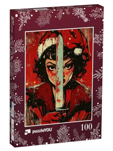 puzzleYOU: Puzzle 100 Teile „Weihnachtsalptraum unter dem Mistelzweig“ von puzzleYOU