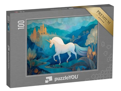 puzzleYOU: Puzzle 100 Teile „Weißes Einhorn in Einer blauen Märchenwelt“ puzzleYOU: Puzzle 100 Teile „Weißes Einhorn in Einer blauen Märchenwelt“ von puzzleYOU