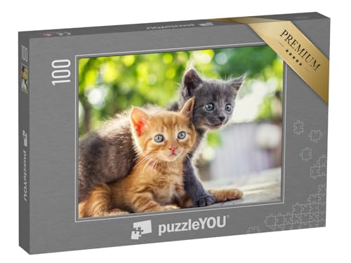 puzzleYOU: Puzzle 100 Teile „Zwei Bezaubernde Kätzchen Spielen“ – aus der Puzzle-Kollektion Katzen-Puzzles von puzzleYOU