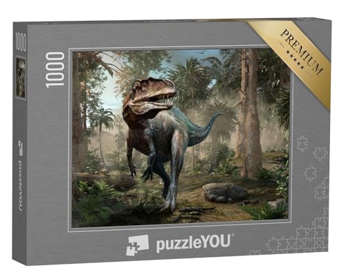 puzzleYOU: Puzzle 1000 Teile „Acrocanthosaurus, Wald-Szene, 3D-Illustration“ – aus der Puzzle-Kollektion Dinosaurier, Tiere aus Fantasy & Urzeit von puzzleYOU