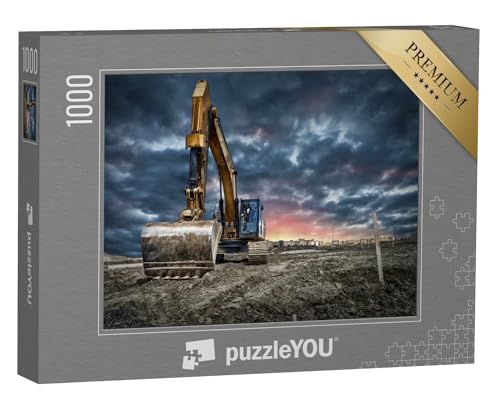 puzzleYOU: Puzzle 1000 Teile „Baggermaschinen auf Einer Baustelle bei Sonnenuntergang“ – aus der Puzzle-Kollektion Bagger von puzzleYOU