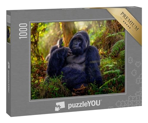 puzzleYOU: Puzzle 1000 Teile „Berg-Gorilla, Nahaufnahme des großen Silberrückens im Wald“ von puzzleYOU